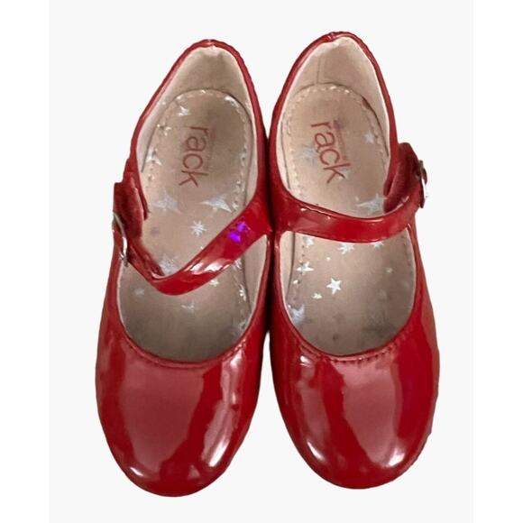 Nordstrom Red Patent Glitter Heel Toddler Girls Size 8 Velcro Buckle Closure Dor - Picture 3 of 10